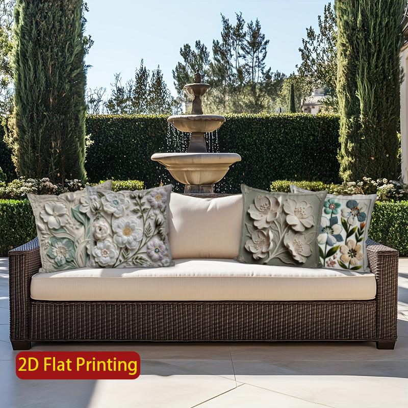 2D Floral Embellished Cushion Covers For Home Decor Pattern Cushion Cover Suitable For Sofa Bedroom Car Pillow Cover