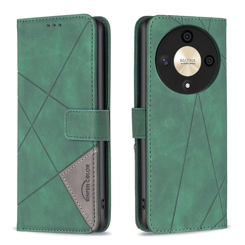 BINFEN COLOR For Honor X9b 5G/Magic6 Lite 5G Phone Cases Wallet Stand Geometry Imprinted Leather Cover
