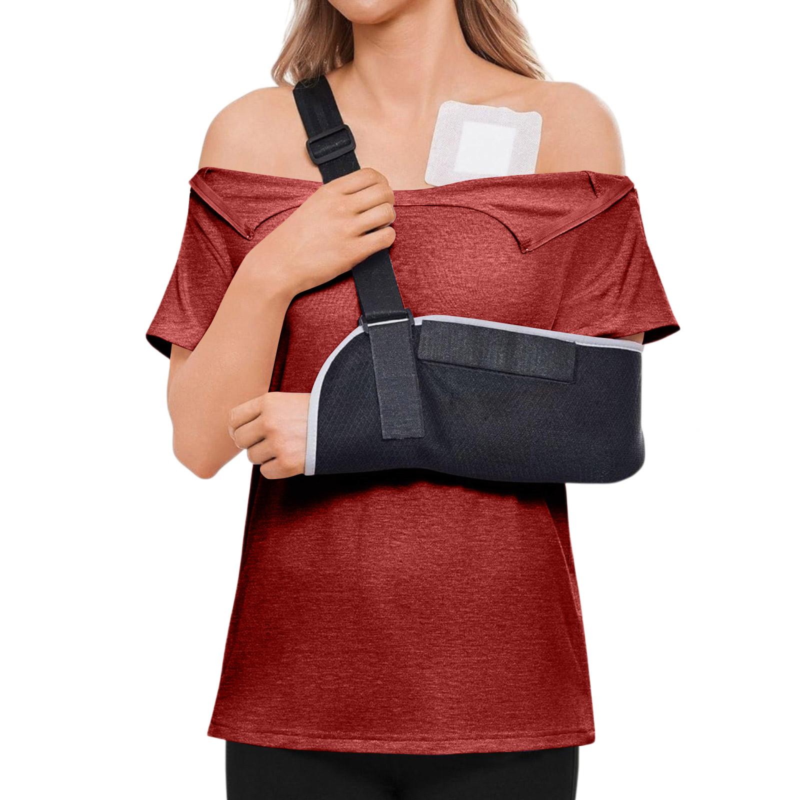 

Women s Post-operative Short-sleeved Color Shirt With Shoulder Zipper And Side Closure. XL Кіновар