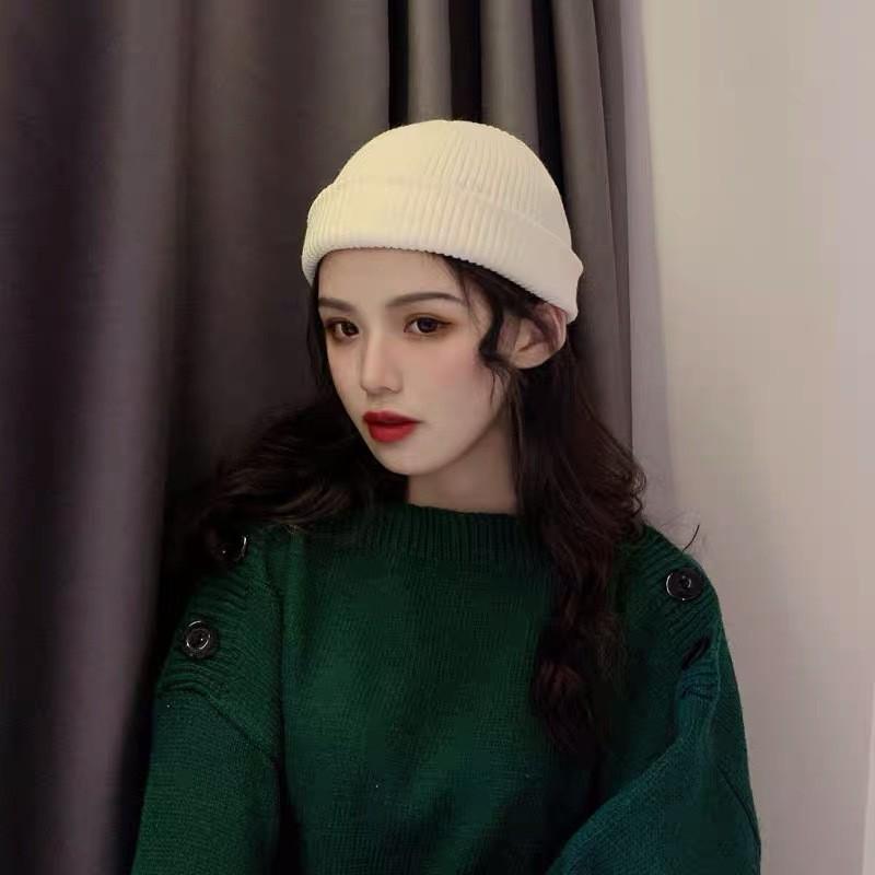 

Вязаная Унисекс Шикарная Шапка Зимняя Мягкая Хлопковая Шапка Теплая Дизайн с Круглой Макушкой белый