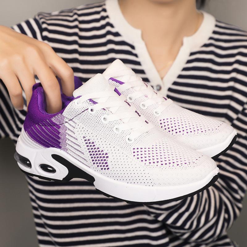 2025 autumn new casual women's shoes soft sole breathable versatile flying woven shoes sports running walking shoes mother shoes comfortable