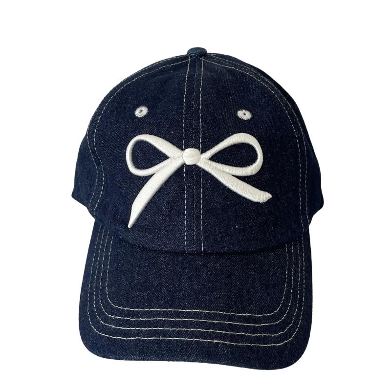 Embroidery Bowtie Hat for Girl Adjustable Spring Baseball Hat Korean Sun Hat Fashion Peaked Caps Cool Hair Decors