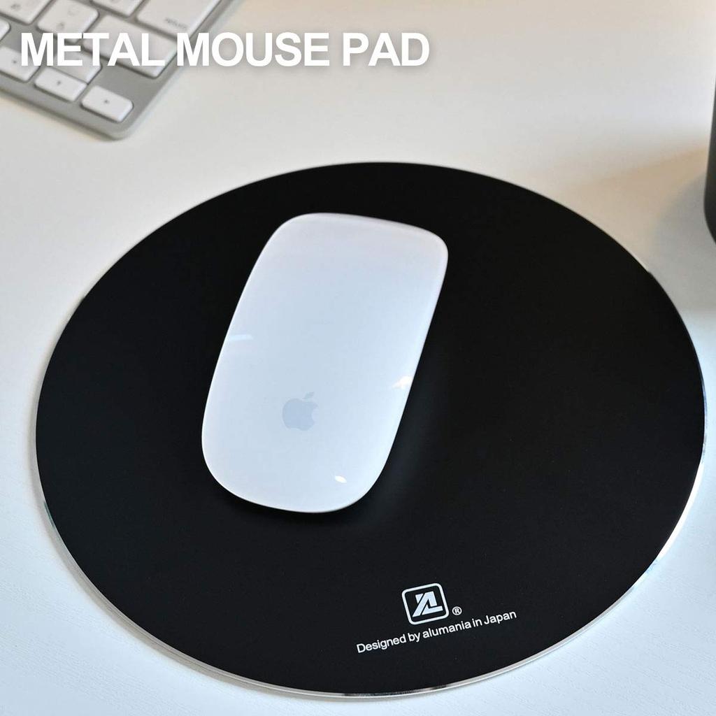Alumania Hard Surface Made of Aluminum Supports Accurate Mouse Operation Circular Reversible Metal Mouse Pad [BLACK]