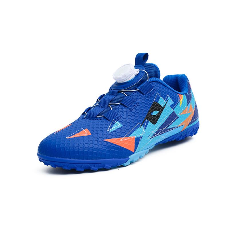 Rotary buckle football shoes breathable non-slip TF broken nails children and adolescents lawn flat game training shoes