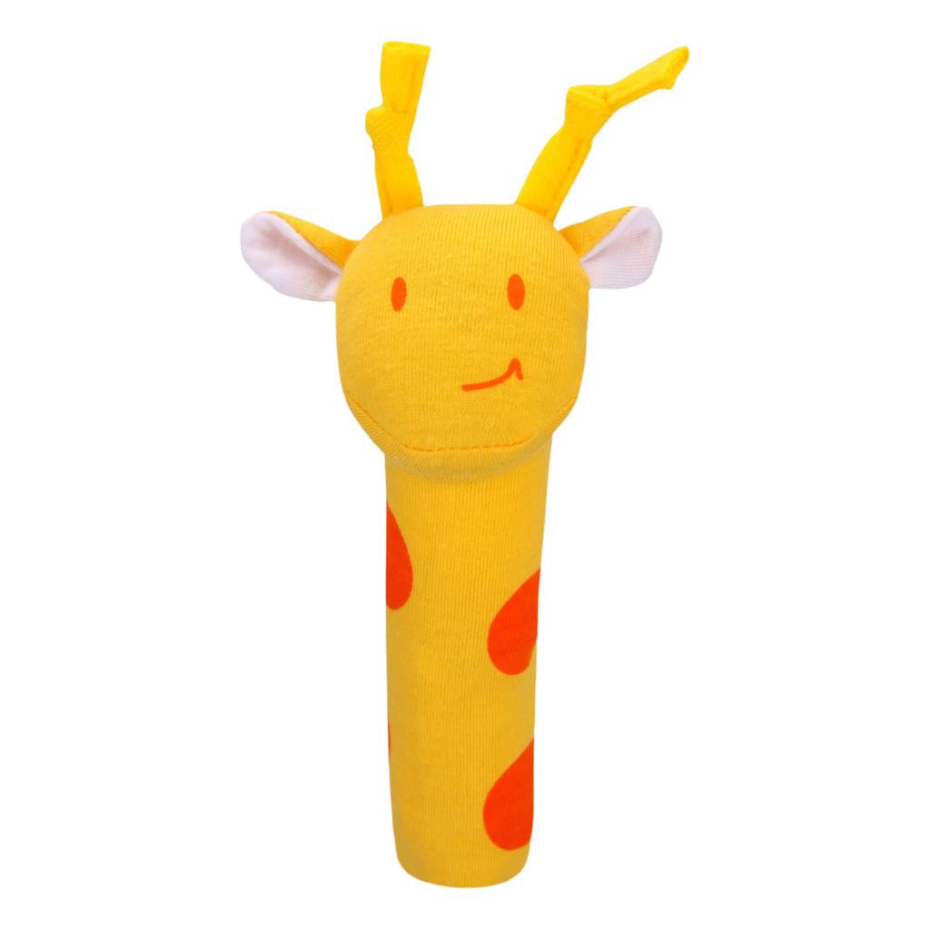 Adorable Baby Grasping Training Bb Stick Squeaky Toy With Animal Designs And Soft Knitted Fabric Stuffed With Pp Cotton