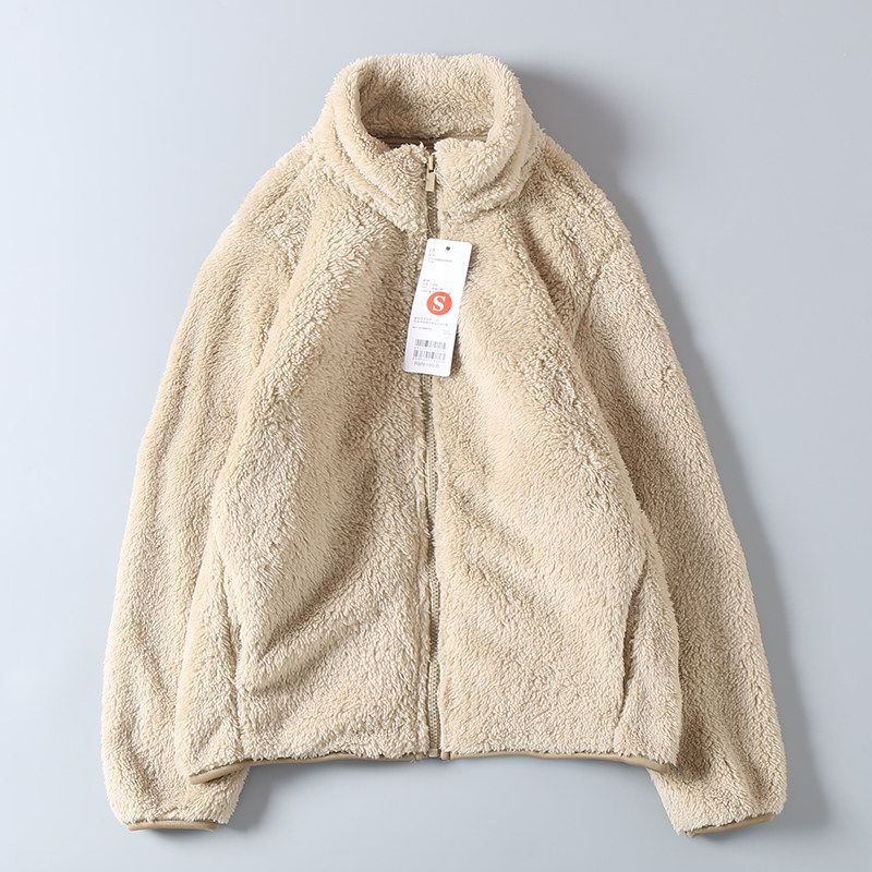 Women's Loose-Fitting Thick Warm Slim-Fit Stand-Collar Lamb Wool Fleece Coat for Spring and Autumn, Export Surplus