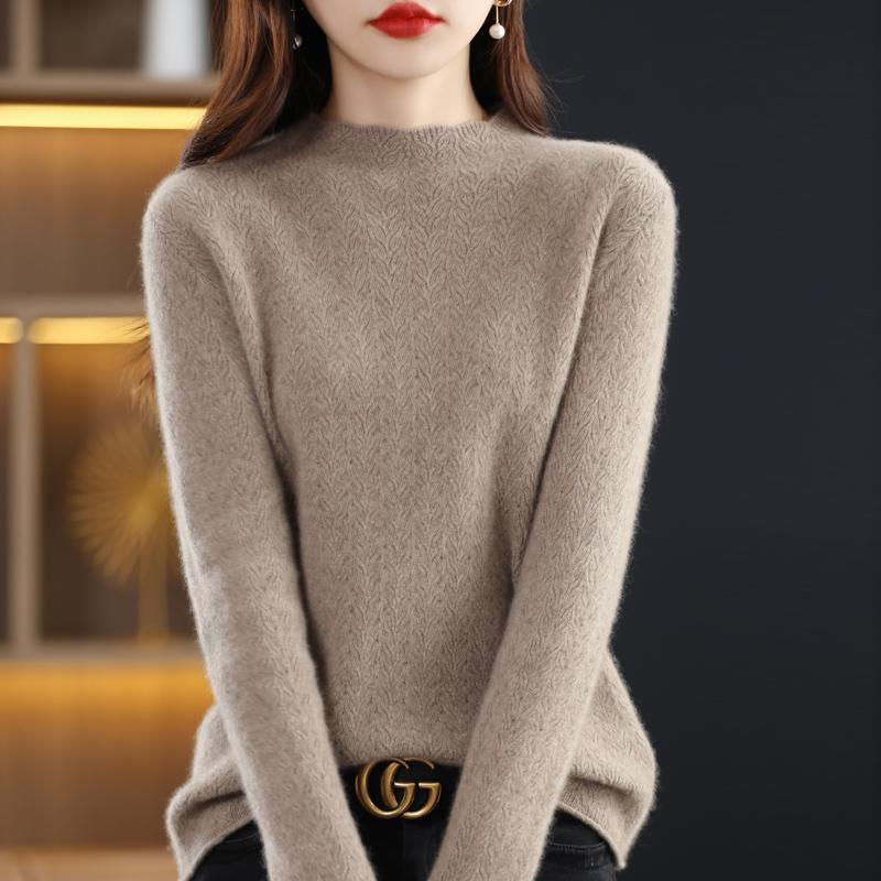 Women's Cashmere Sweater Qinghe Cashmere 30% Cashmere 70% Wool Women's Autumn and Winter Cashmere Sweater Soft and Warm