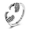 Original   Copper Sparking Skeleton Hand Heart-Shaped Open Rings For Women Girls Jewelry Birthday Anniversary Gifts