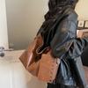 PU Solid Color Zipper Retro Versatile Bags Hot Sale Large Capacity Casual Tote Bag Temperament Advanced Fashion Shoulder Bags