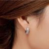 Luxury Trend Stainless Steel Crystal Round Silver Color Hoop Earring for Women Charm Zircon Dangle Earring Wedding Bride Jewelry