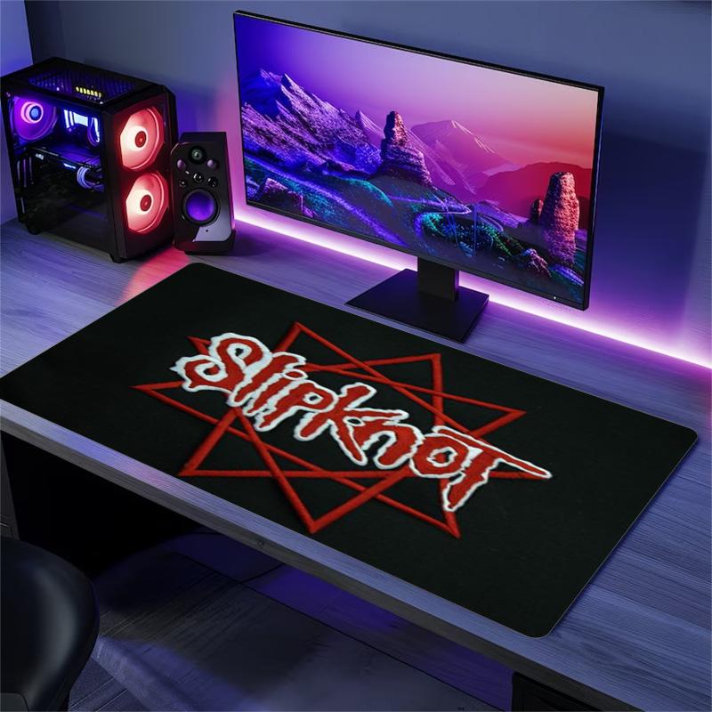 Slipknot Red Nonagram Logo Large Gaming Mouse Pad Non Slip Desk Mat for Heavy Metal Band Fan Decor