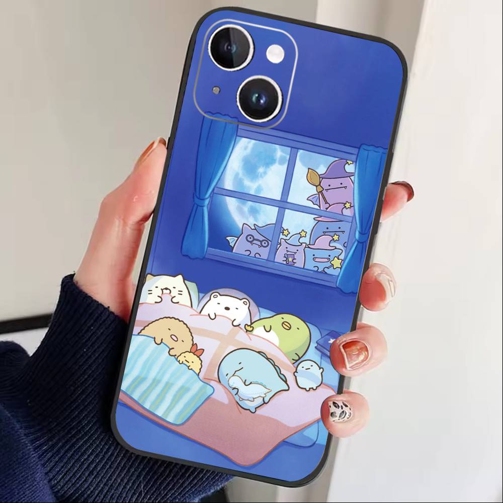 F-Sumikko Gurashi Phone Case For iPhone17,16,15,14,13,12 Plus,Max Soft Silicone Black Cover