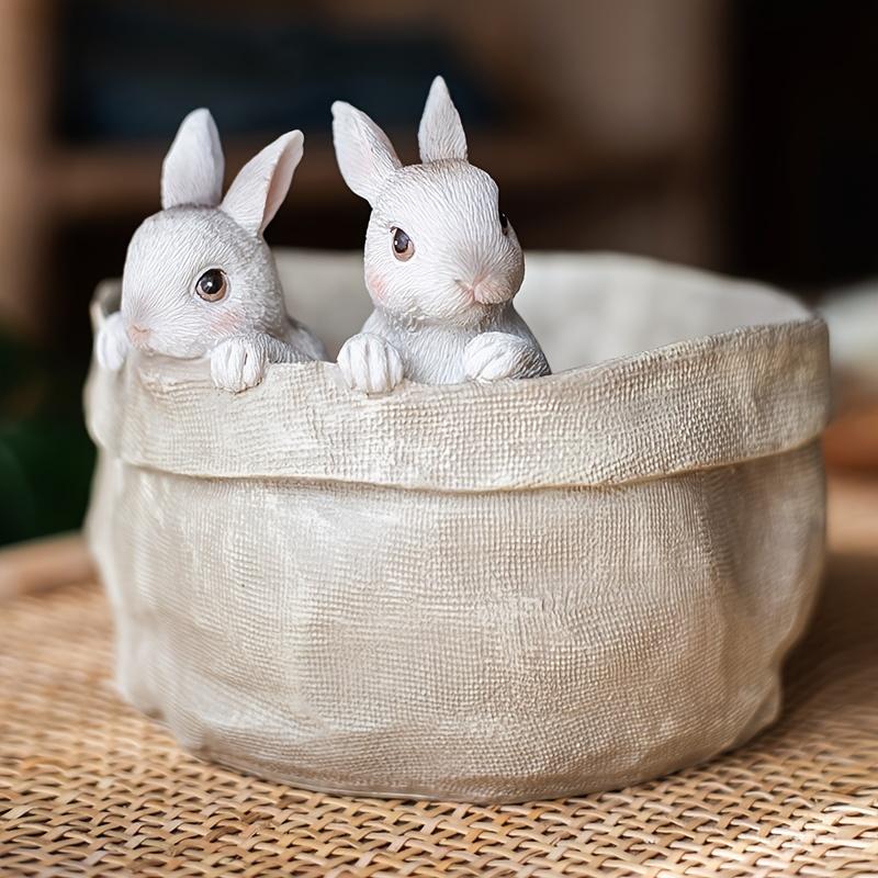 

Cute Rabbit Ornament, Rabbit Potted Ornament Delicate Cute Animal Decorative Resin Lovely Ornament Plant Pot for Balcony