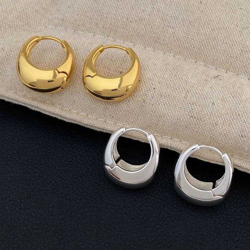 925 Silver Small Hoop Earrings for Women Vintage Simple Glossy Chunky Round Circle Earring Hypoallergenic Jewelry Gifts