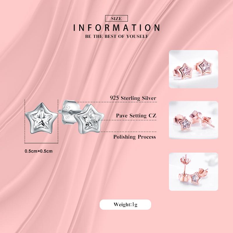 MODIAN 925 Sterling Silber Klare Funkelnde Zirkonia Sterne Ohrstecker Für Damen Exquisiter Modeschmuck