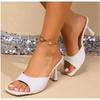 Fashion Women Sexy High Heels Slippers Summer New Fashion Square Toe Shoes Sandals 2025 Dress Party Casual Pumps Flip Flops Mujer Slides