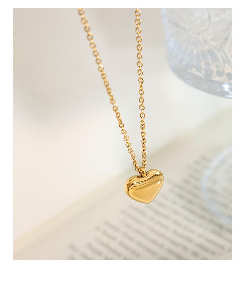 Qiong Yao 18K Gold-Plated Heart Couple Necklace - Trendy Titanium Steel Clavicle Chain P051