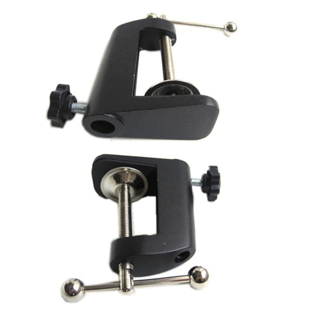Abaodam 2-Piece Aluminum Alloy Microphone Clamp Holder Base Non-slip Desk Clamp Black