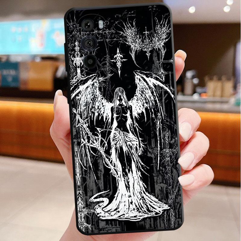 Phone Case For Motorola Edge 60 50 40 Pro 60 50 40 30 Ultra Neo Fusion Moto G Stylus G Black Angel Death demon