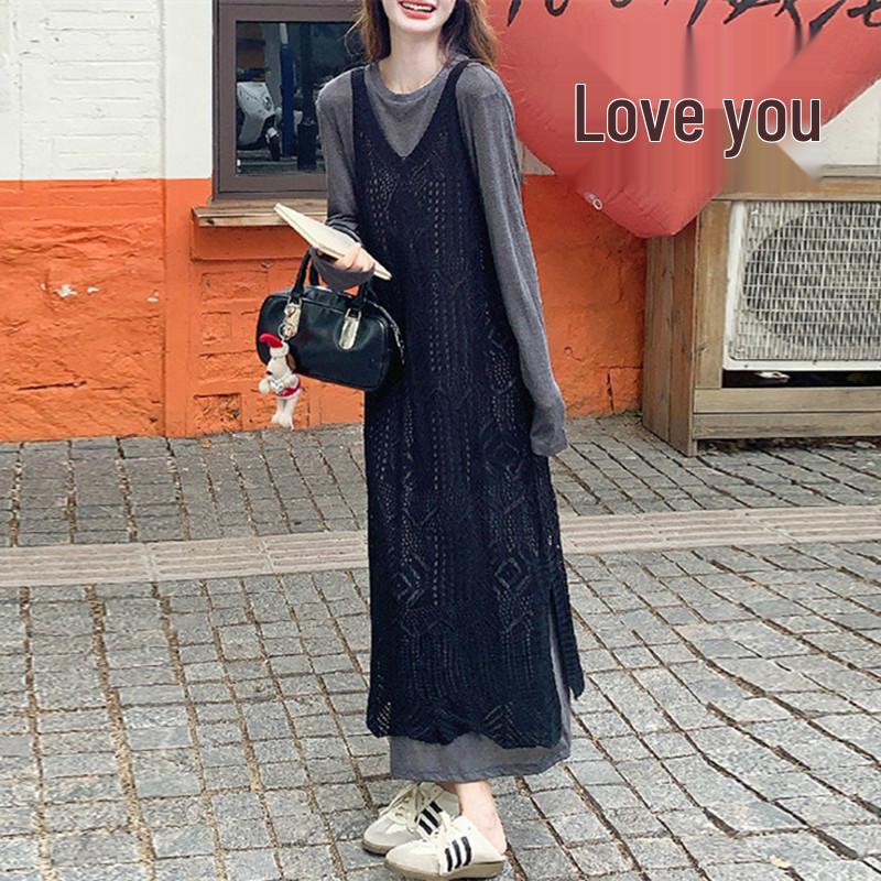 

Black French Hollow-Out Layered Cover-Up Summer Dress 2026 One Size (80-120 cm bust) чёрный