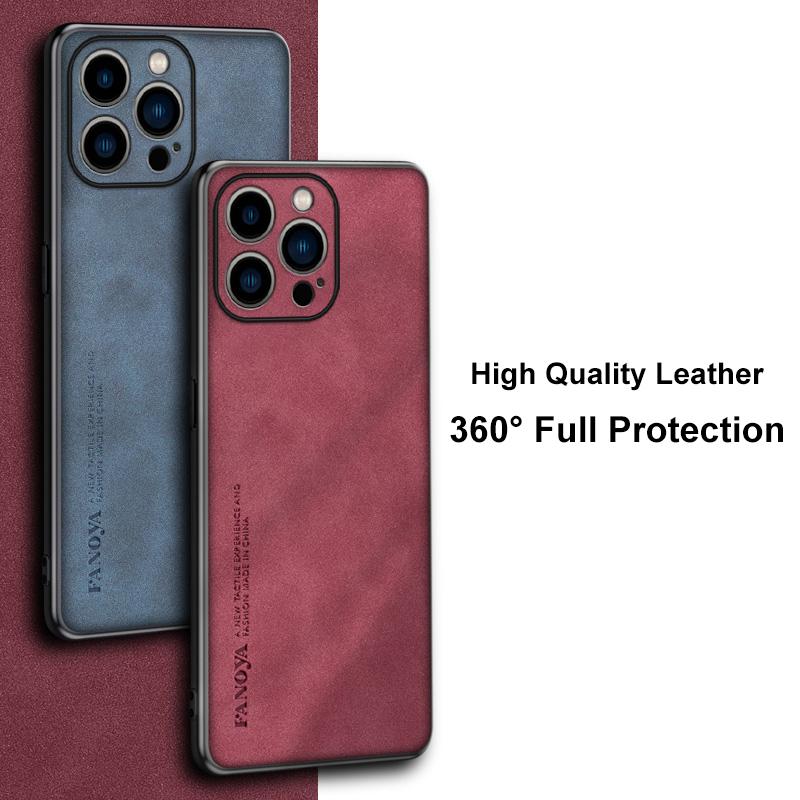 For iPhone 16 Plus Case Luxury PU Leather Phone Case For iPhone 16 Pro Max 16Pro Back Cover Matte Silicone Full Protection Coque