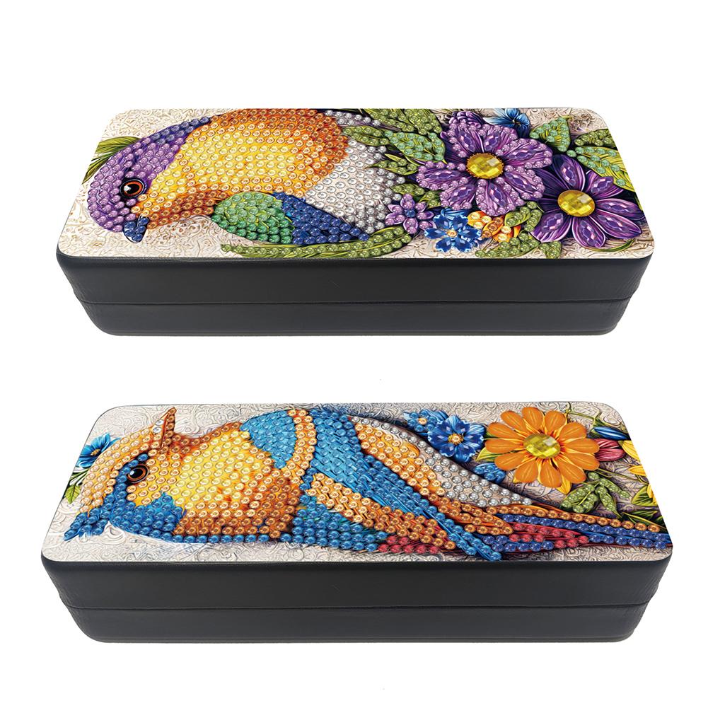 Diamond Art Painting Kit 2Pcs Handcrafted Glasses Holder Diamond Painting Glasses Storage Box for Christmas Valentines Day Gifts