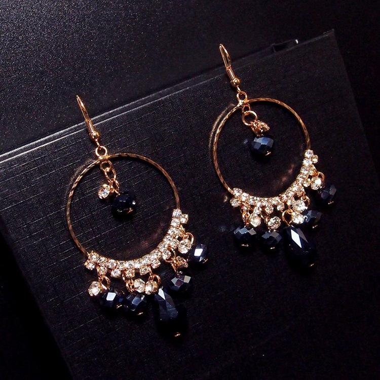 Star Shine Luxury Crystal Earrings Fashion Gala High-end Diamond Earrings Tassel Temperament Earrings