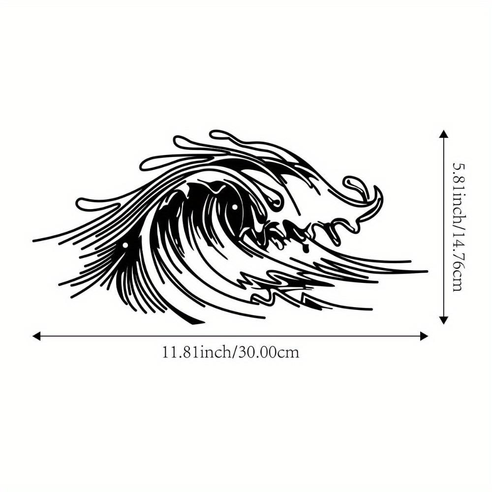 

Black Iron Wave Wall Art for Living Room Patio Office, Metal Home Decor Coastal Design 12in