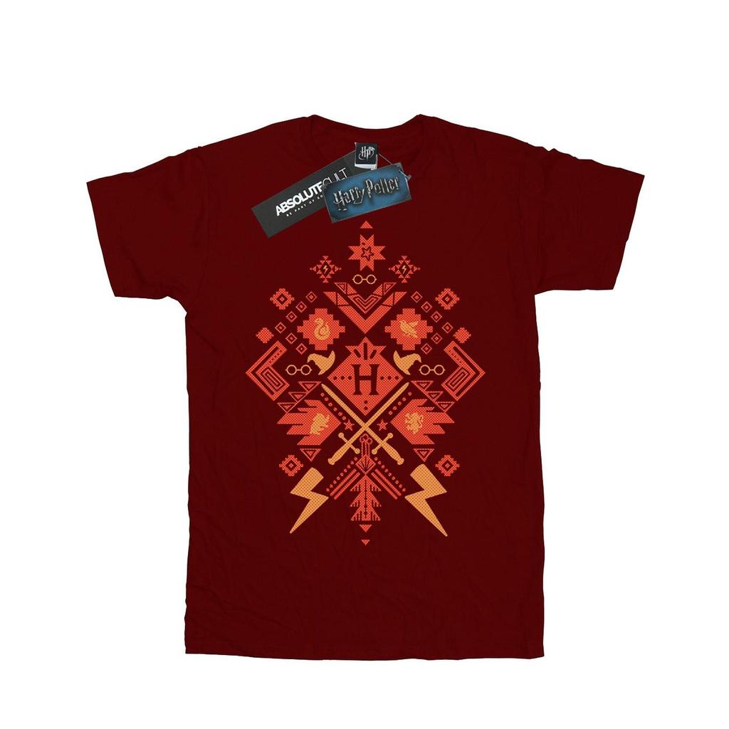 Harry Potter Girls Christmas Fair Isle Cotton T-Shirt
