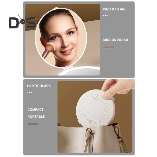 LED Lighted Makeup Mirror 3 Colors Lighting Adjustable Flip Mirror USB Rechargeable Portable Travel Mini Vanity Mirror with Lamp