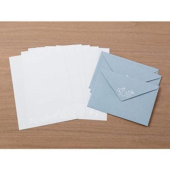Midori Letter Set Foil-Pressed Envelope Babys Breath Pattern