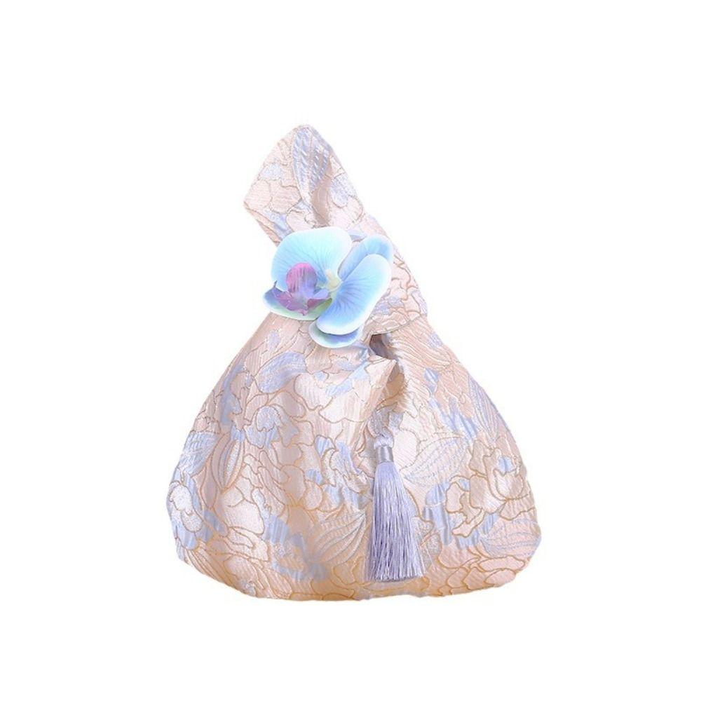 

Цветочная подвеска с кисточкой и узлом на запястье, сумки для хранения, аксессуары Cheongsam, женские аксессуары синий