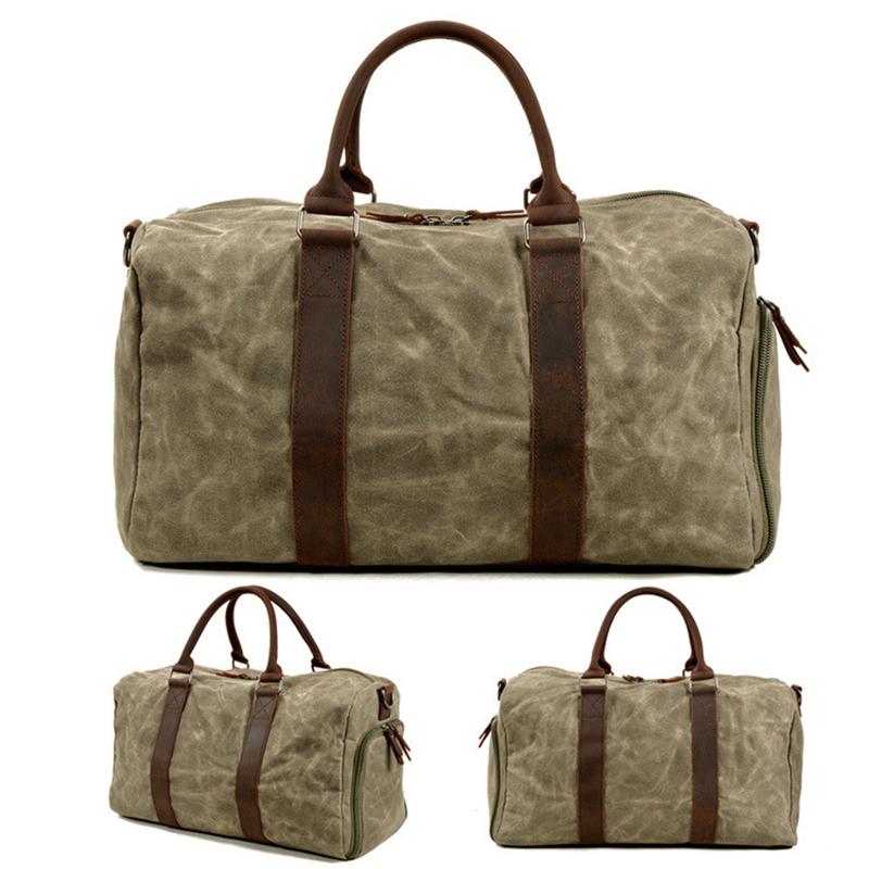 Europe and the United States Large-capacity Tooling Travel Bag Stylish Waxed Canvas Camping Duffel Dry and Wet Separation Exercise Fitness Handbag
