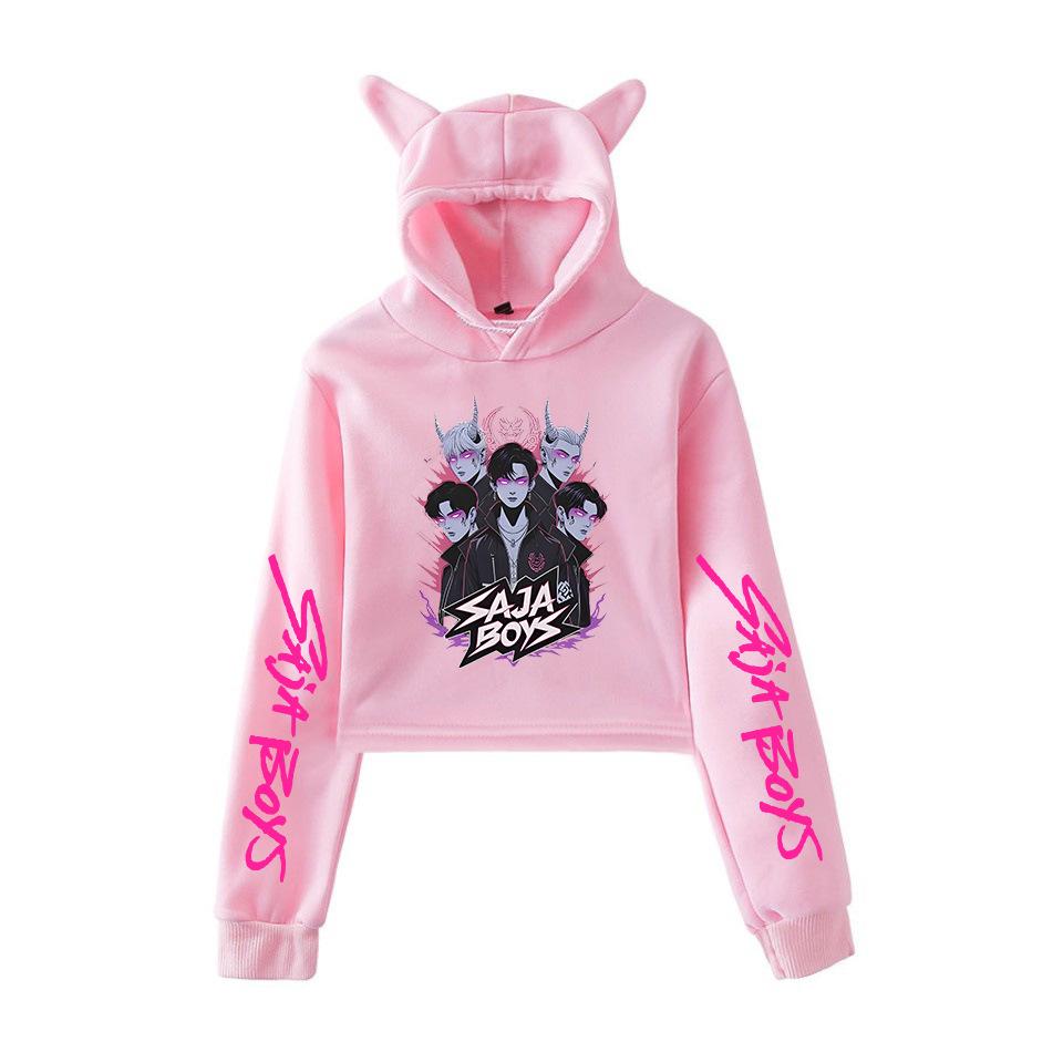 2025 Kpop Demon Hunter Saja Boy Crop Tops Women Sweatshirt Long Sleeve Girls Fashion Hoodie