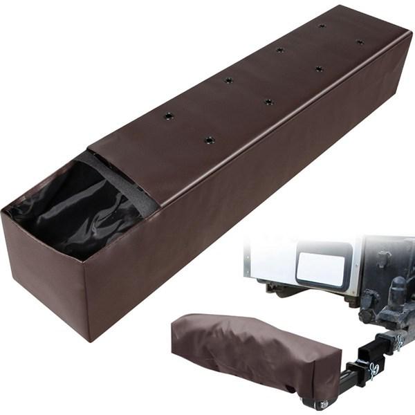 Brown PU Leather Trailer Hitch Cover Storage Bag BX88309, 1pc