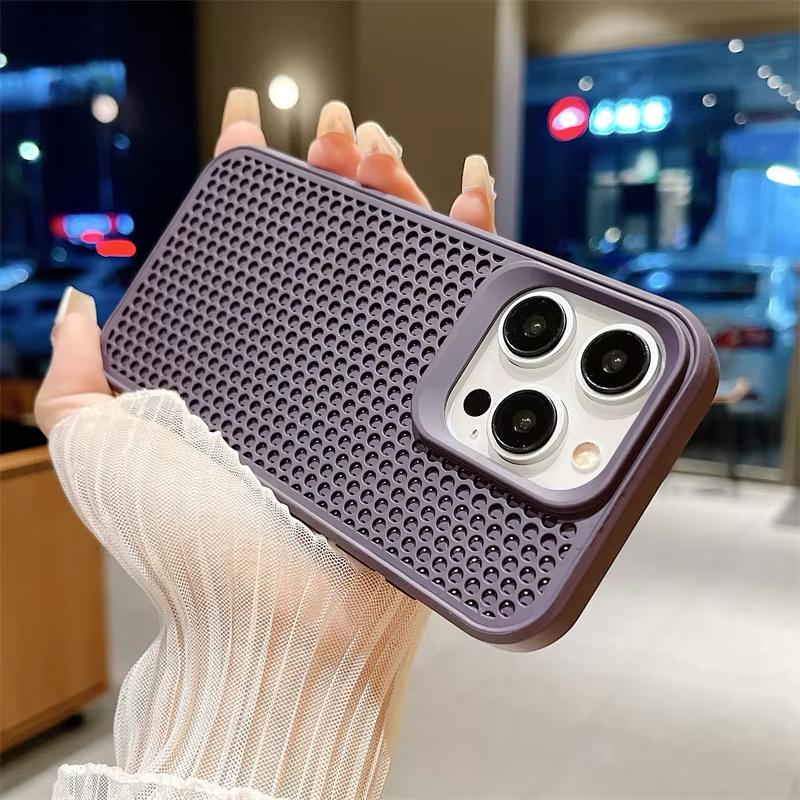Luxury Heat Dissipation Breathable Mesh Phone Case For iPhone 16 15 14 Plus 13 12 11 Pro Max Shockproof Soft Bumper Hard Cover