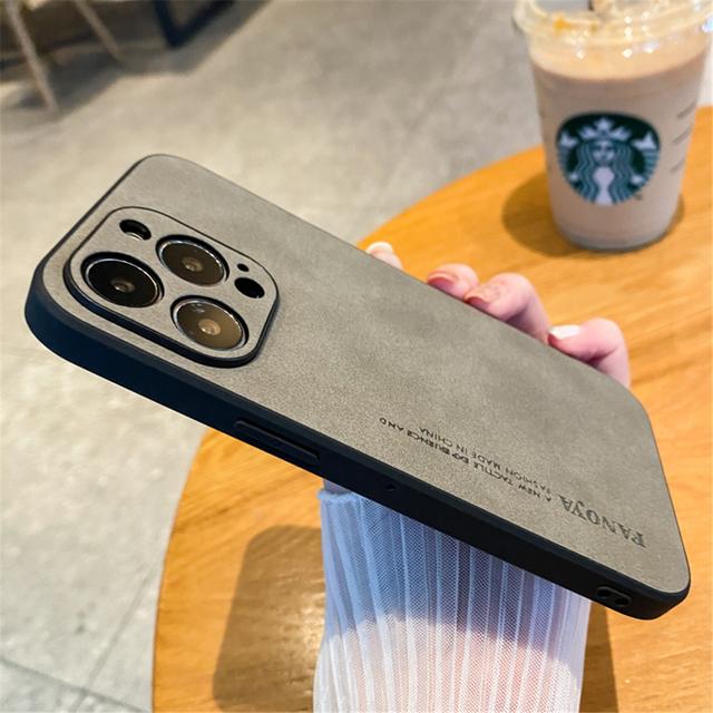 

Ультратонкий матовый чехол с текстурой кожи для Iphone 14 11 12 13 Pro Max Mini Xs Xr X 7 8 Plus Se противоударный силиконовый чехол-бампер For iPhone 14 Plus серый