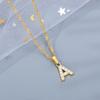 Cubic Zirconia Initial Letter Pendant Necklaces For Women Stainless Steel Gold Color Chain Alphabet Chokers Jewelry Accessories