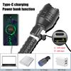 Brightest XHP160 White Flashlight Portable Zoomable Torch USB Rechargeable Powerful Waterproof Lantern Use 18650/26650 Battery