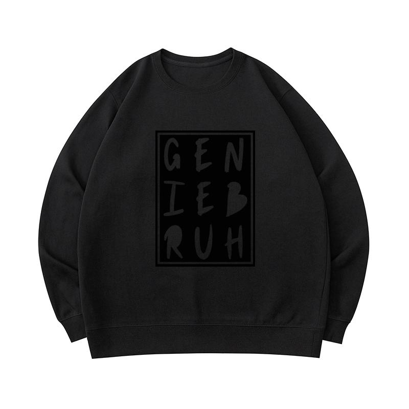 Men's 300 GSM 100% Cotton Sweatshirt Genie Bruh Og Square Logo Tee Print Street Fashion Hoodies Winter Heavy Cotton Sweater