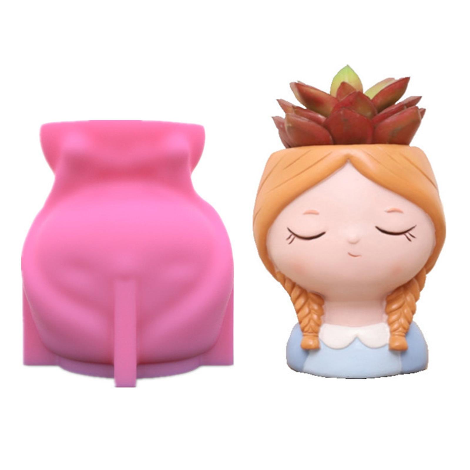 

Милая девушка цветочный горшок эпоксидная смола форма суккулентный держатель для горшка бетон гипс силиконовая форма DIY ремесла форма B