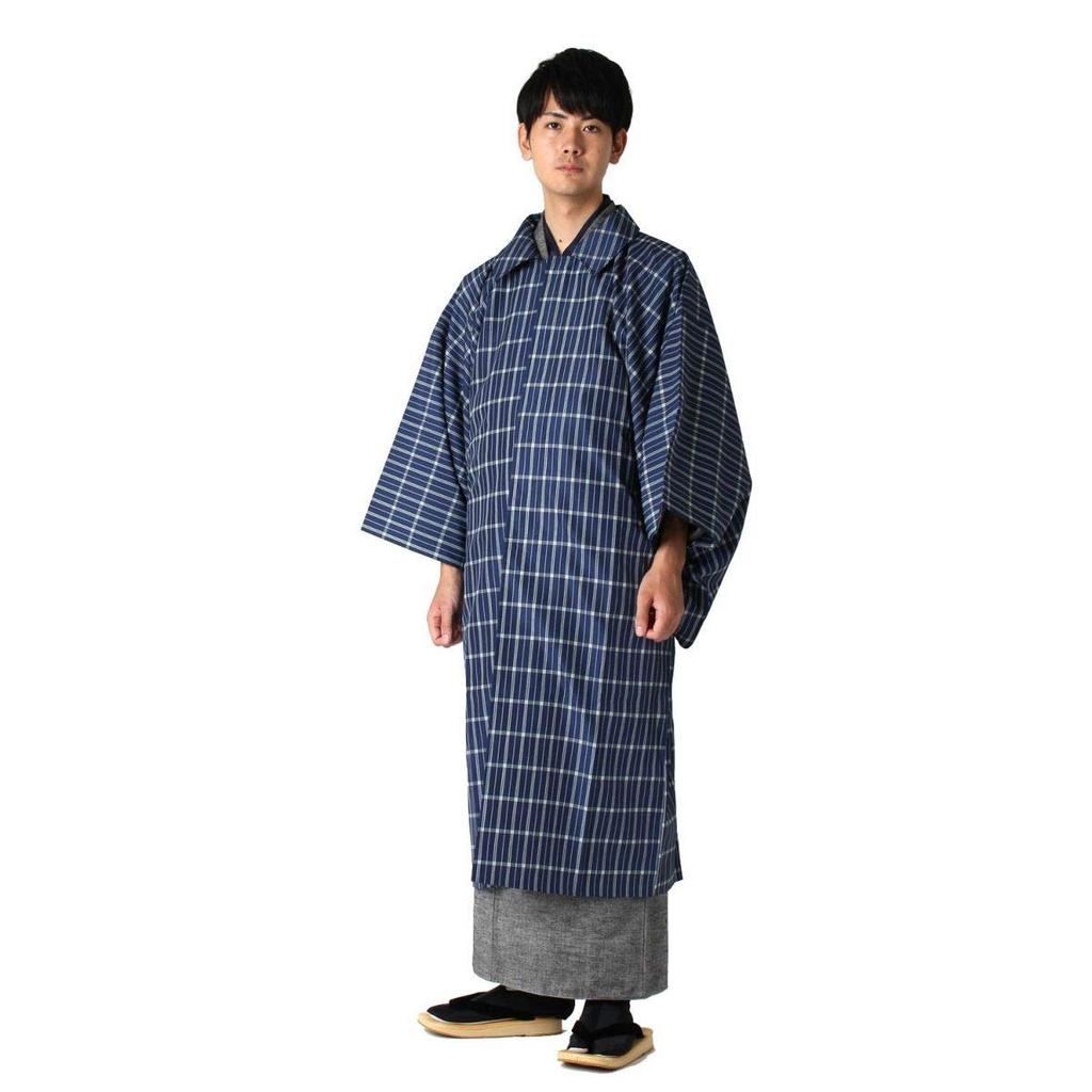 Shoten for Protect your kimono with Rainproof kimono square sleeve with storage bag navy [Kato Men's Kimono] water-repellent treatment! coat, coat,