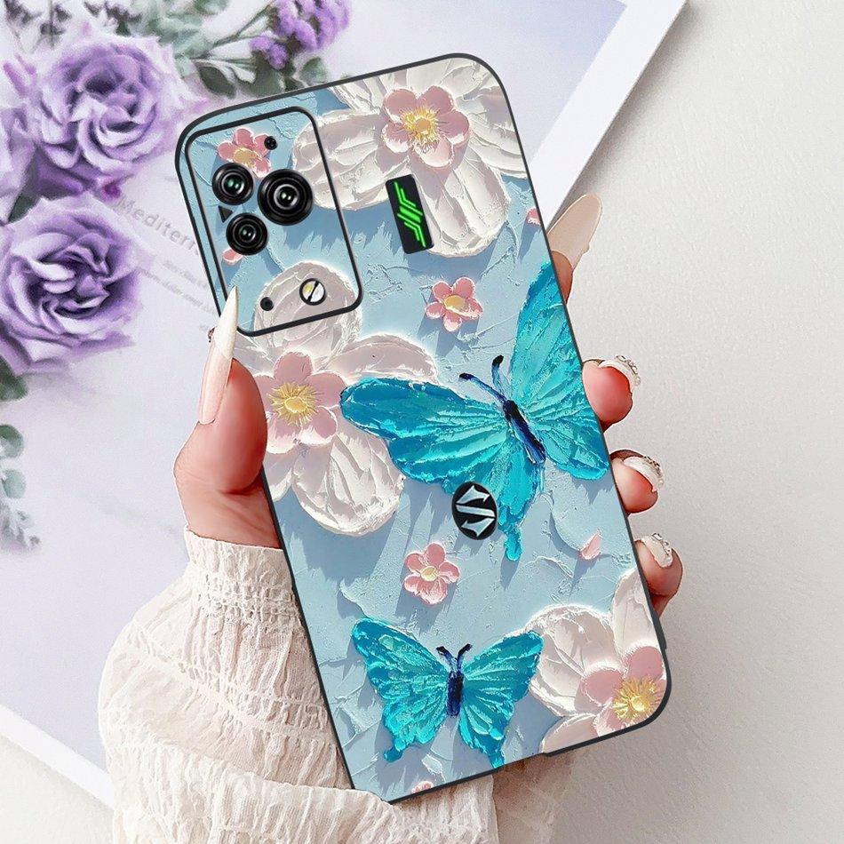 Per Xiaomi Black Shark 5 Pro Shark5 Custodia per Telefono Black Shark 5 5Pro Elegante Floreale Gatto Dipinto Morbido Silicone TPU Custodie