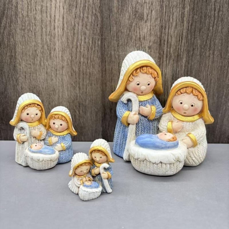 Christmas Nativity Figurines Resin Nativity Scene Statue Holy Family Statues Table Centerpieces Religious Home Decors
