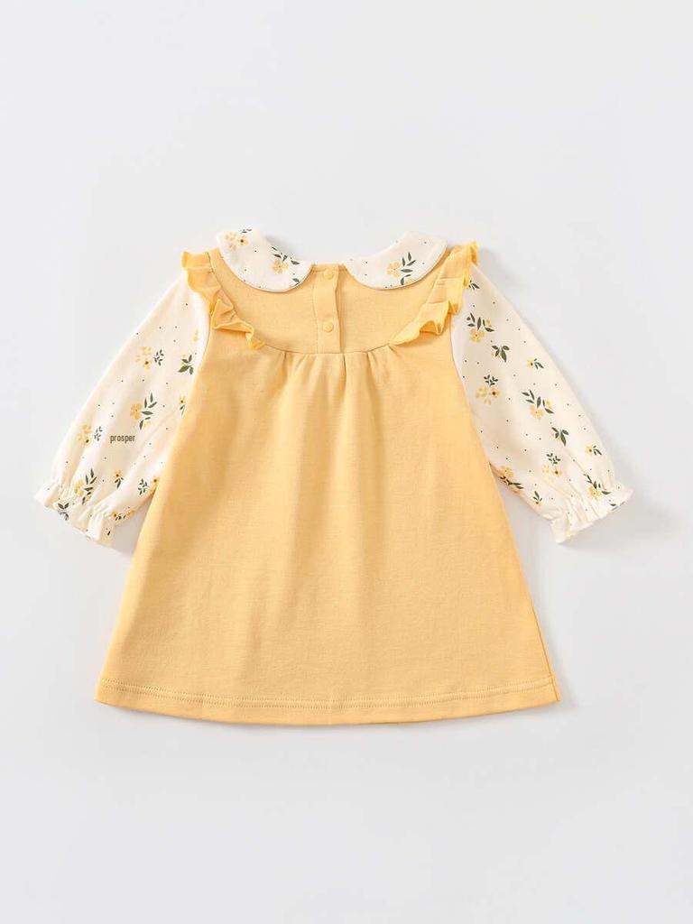 Entzückendes langärmeliges Baby-Baumwollkleid für Mädchen - Koreanische Frühlings-/Herbstmode