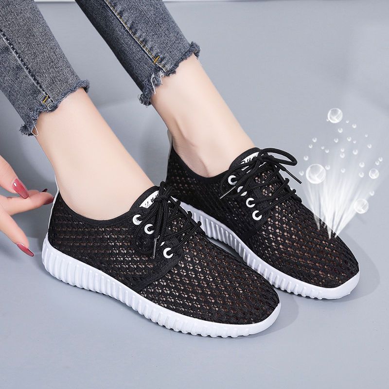 Women Summer Mesh Shoes Flat Hollow Sports Casual Shoes Breathable Comfortable Versatile SOft  Sole Footwears
