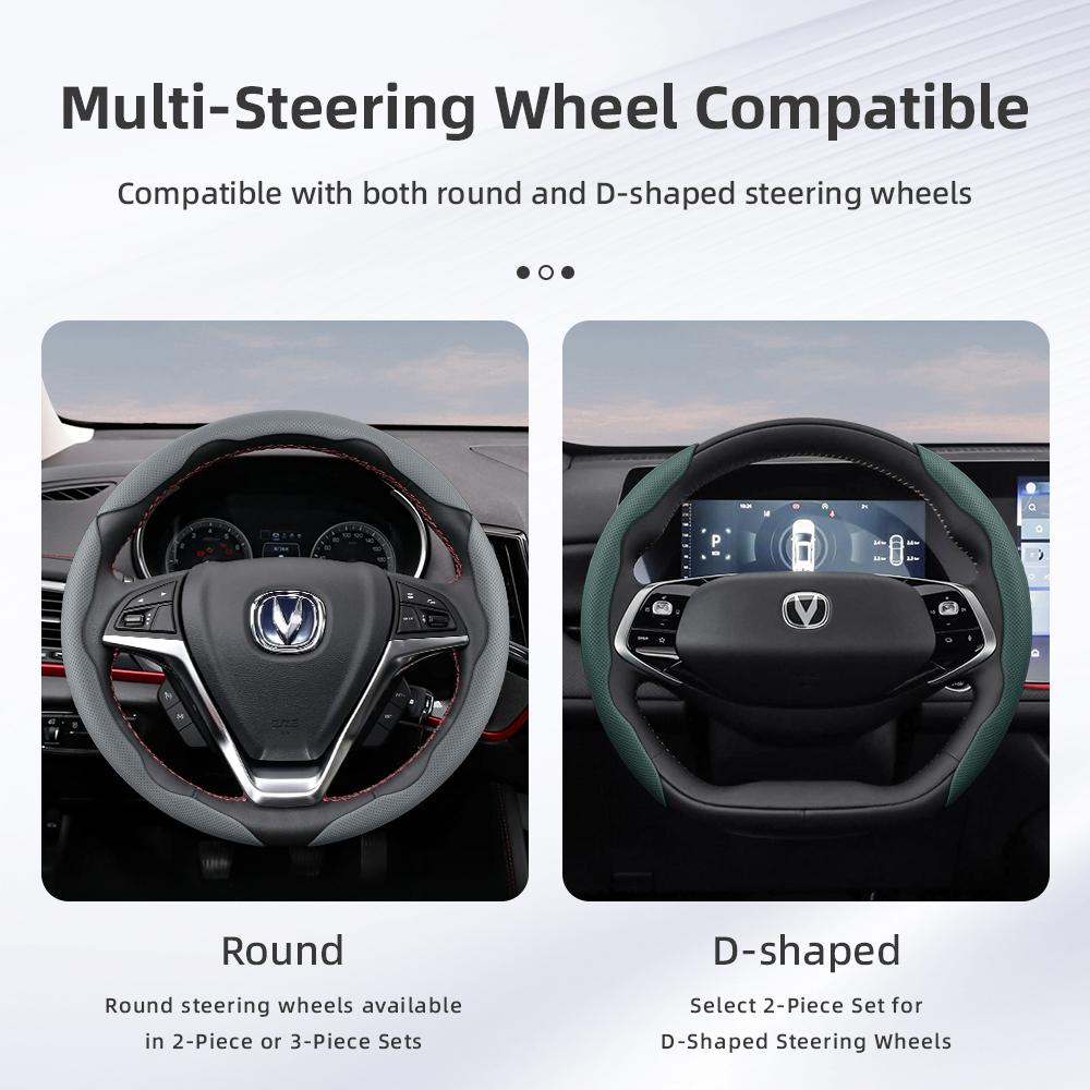 Suitable for Changan Breathable Holes Leather Steering Wheel Cover Segmented Quick Release Design Non-Slip and Durable Cs35 Plus