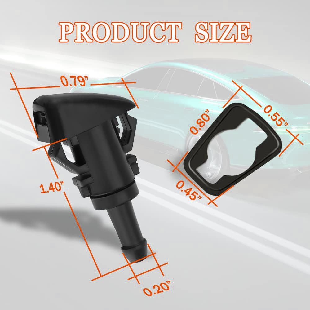 2PCS Windshield Washer Nozzles Kit, Replaces OEM #5160308AA, 4805742AB, 5116079AA, Compatible with Jeep, Chrysler, RAM, Dodge – Windshield Sprayer