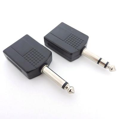 6.35mm Male To 6.35 Dual Female 6.5mm 1/4" Mono Stereo Audio Jack Plug Adapter Microphone Connector Y Splitter Converter