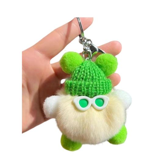 Yousheng Keychain Plush Rabbit Fur Cartoon Doll Shape Bag Charm Car Keychain Decorative Accessory Emotional Support Gift